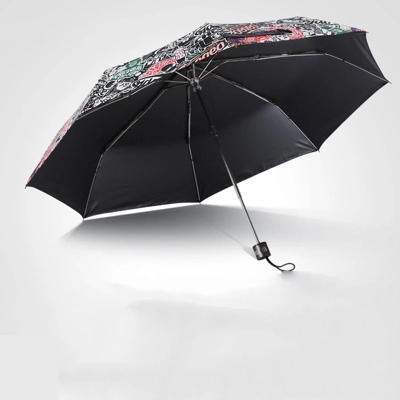 Горячие Продажи Граффити Творческий женская Зонтик Три Складные Мини-Зонтик
