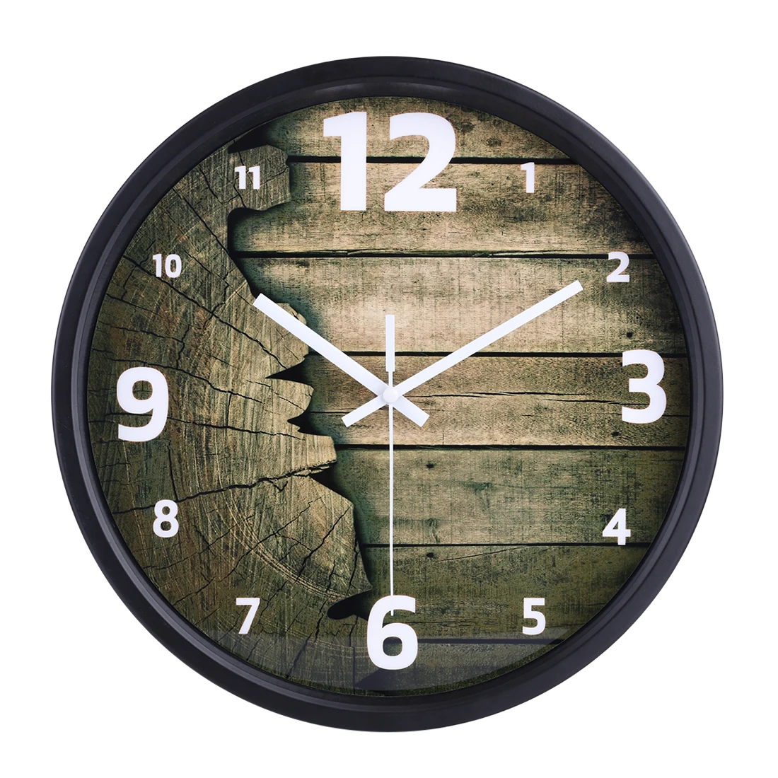 Factory Price 30cm Imitation Wood Grain Silent Wall Clock With Black Frame For Home Decor Modern Design Hanging Clocks | Дом и сад