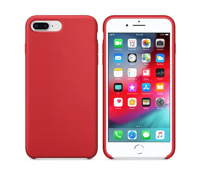 Red AAAA+ качество с офоническим логотипом Жидкая силиконовая мягкая подушка из микрофибры чехол для телефона для Apple iPhone 7 plus 8 plus с розничной коробкой - Цвет: Red