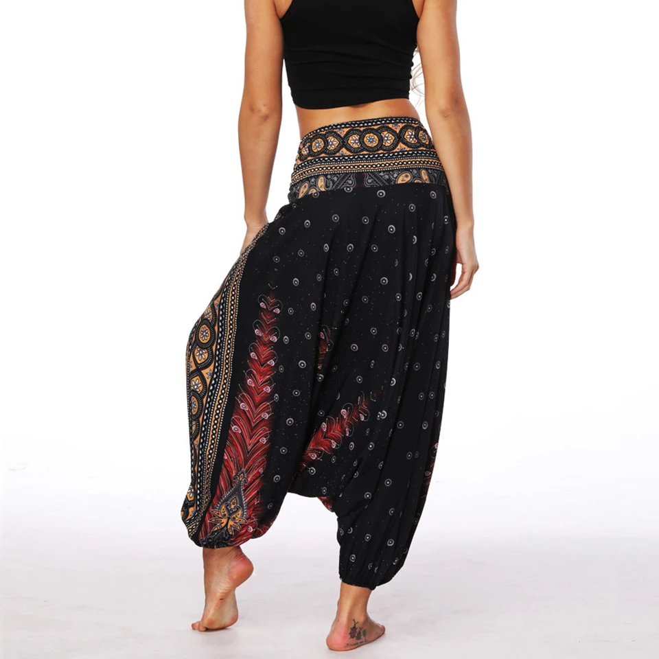 Богемные леггинсы в стиле бохо шаровары широкие свободные для спортзала с