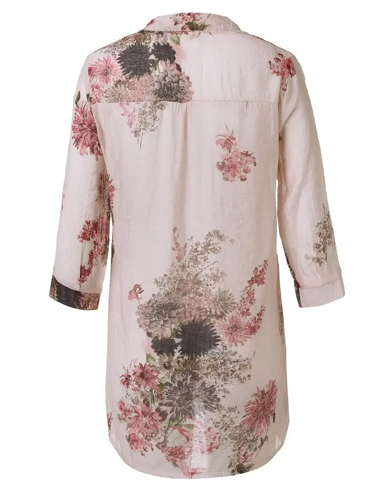 Женские Длинные Блузки топы новинка 2016 повседневные льняные рубашки с цветочным