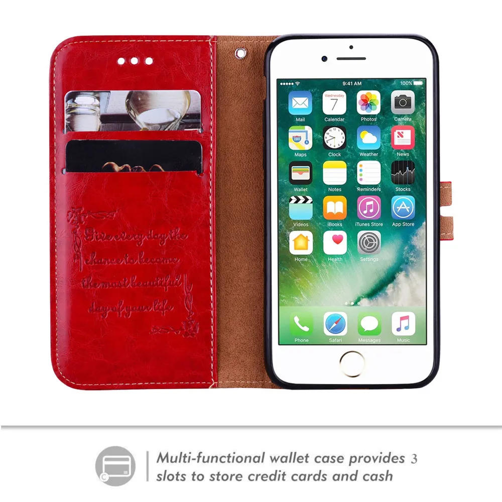 Чехол для iPhone 7 Plus PU кожаный бумажник флип Стиль Подставки Бизнес телефон Сумки