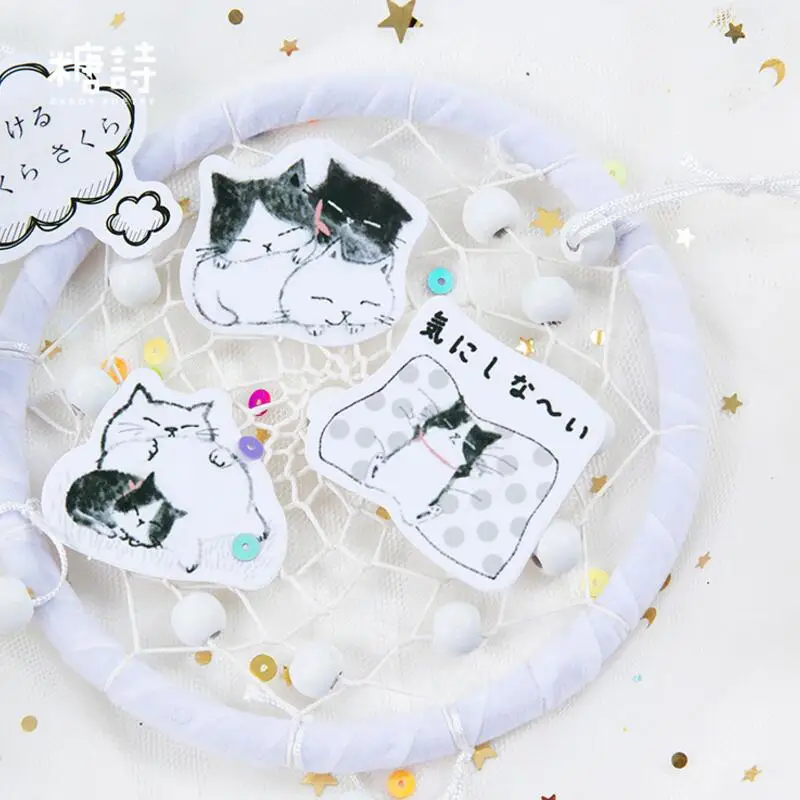 45 шт./лот Милая Черная Наклейка с кошкой декоративные наклейки для канцтоваров