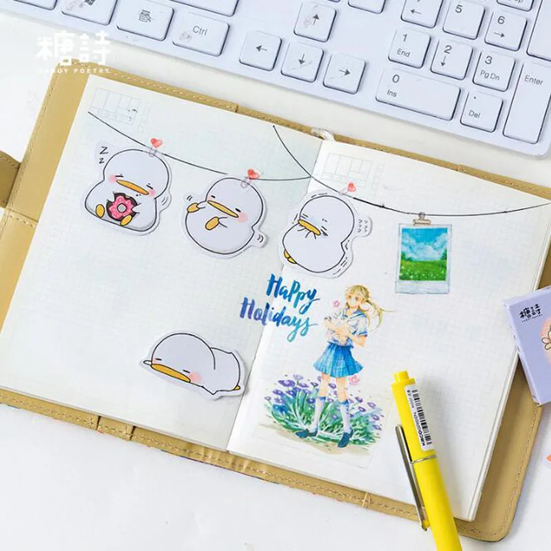 Kawaii рисунок утки Стикеры милые канцелярские Декор альбом Мобильный телефон Diy
