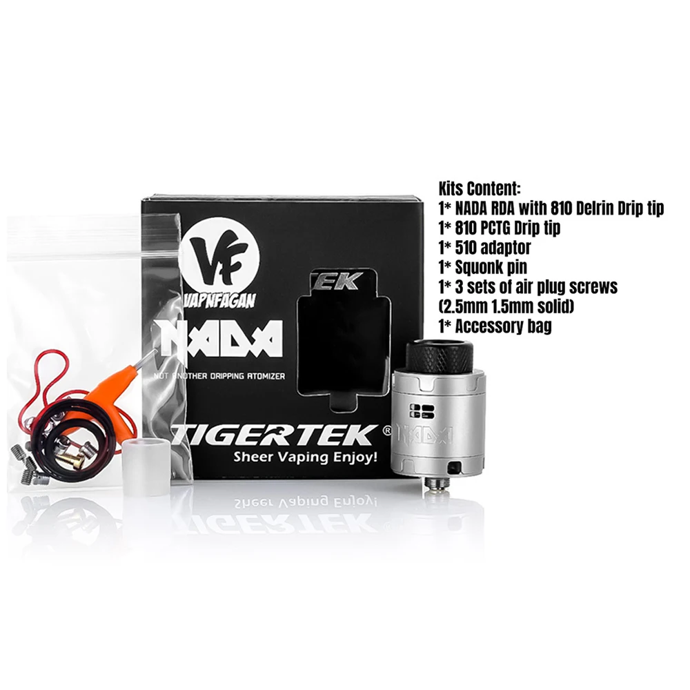 Оригинальный Tigertek nada RDA танк для Vape коробка мод комплект обслуживаемый