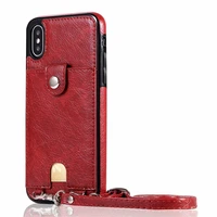 multi credit card holders cover for iphone 7 8 6 6s plus phone bag lanyard leather wallet cover for iphone x xr xs max mujer