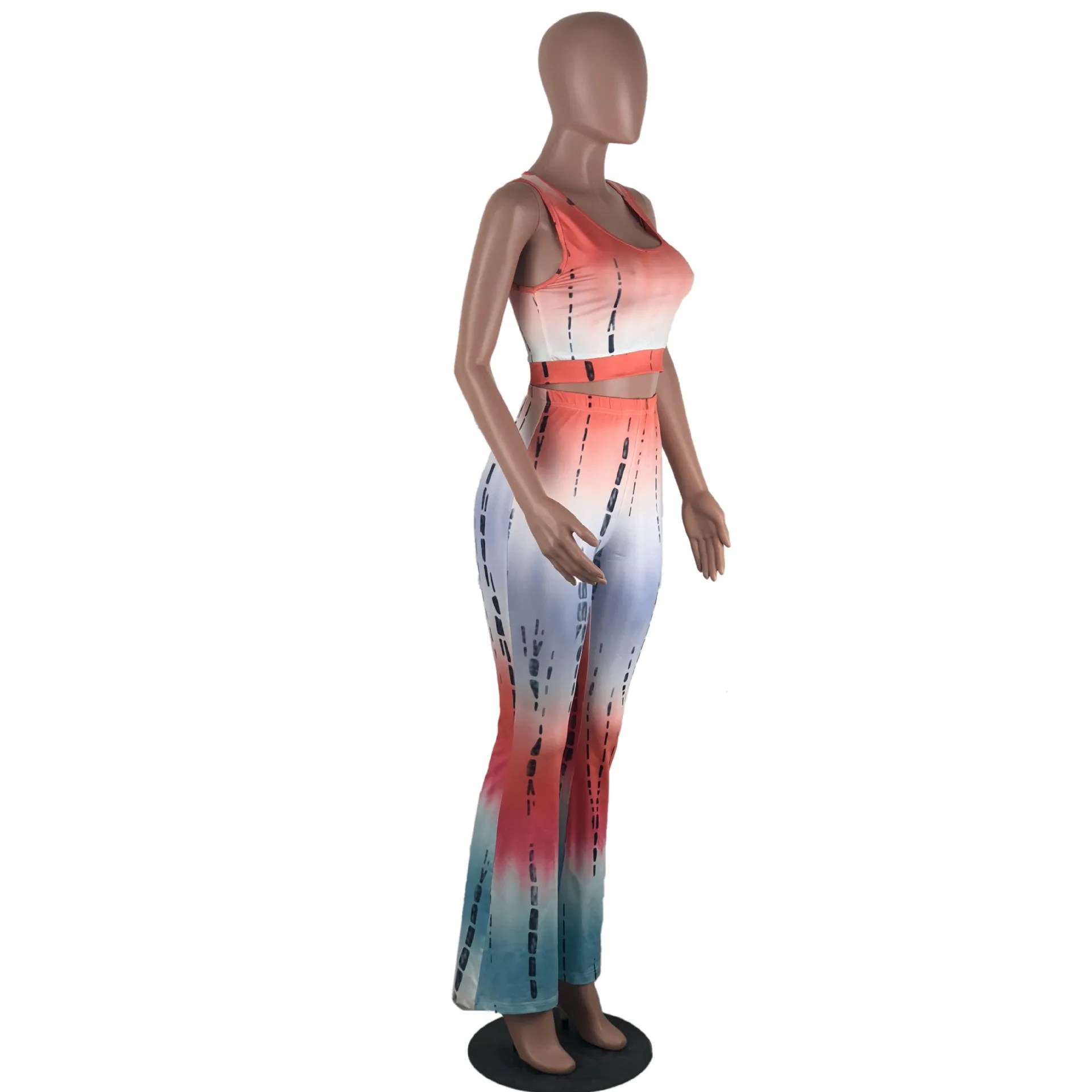 Принтом комплект из двух предметов летние Для женщин без рукавов майка