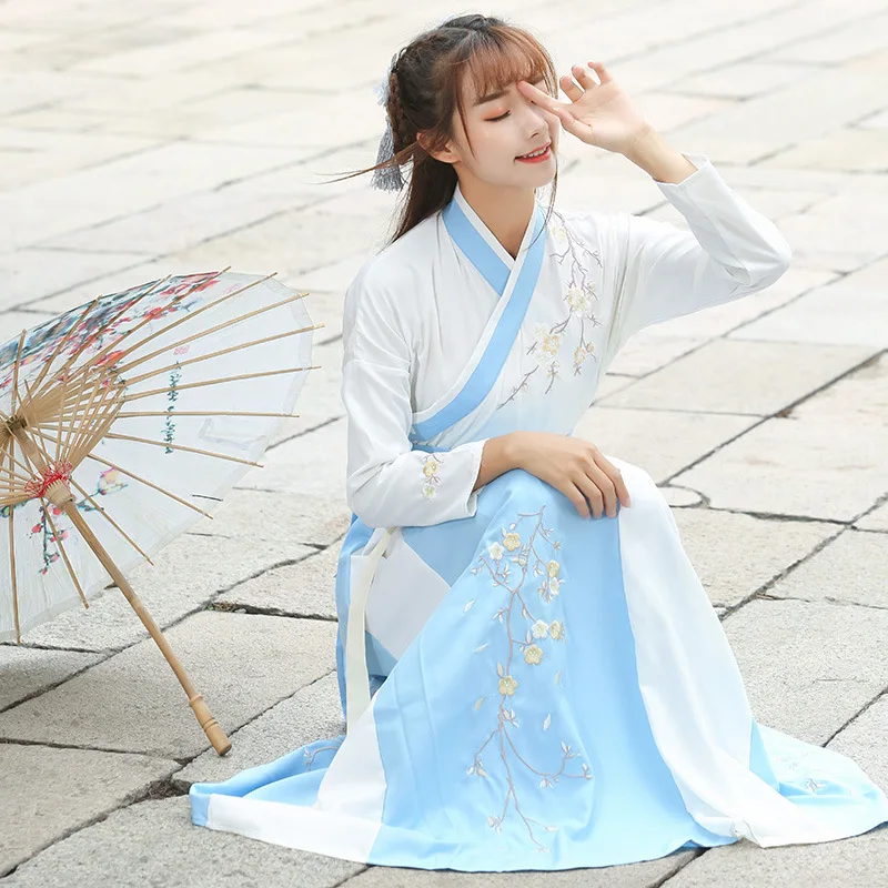 Китайский стиль Hanfu Повседневный весенне-осенний женский студенческий