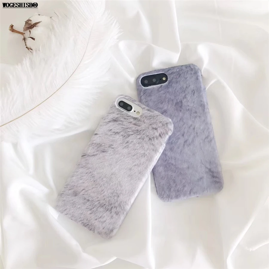 Искусственный Мех животных чехол для iPhone 7 кошка жираф кролик Банни Кони плюшевая повязка для волос Силиконовый ТПУ чехол для iPhone 6 6S 7 8 Plus