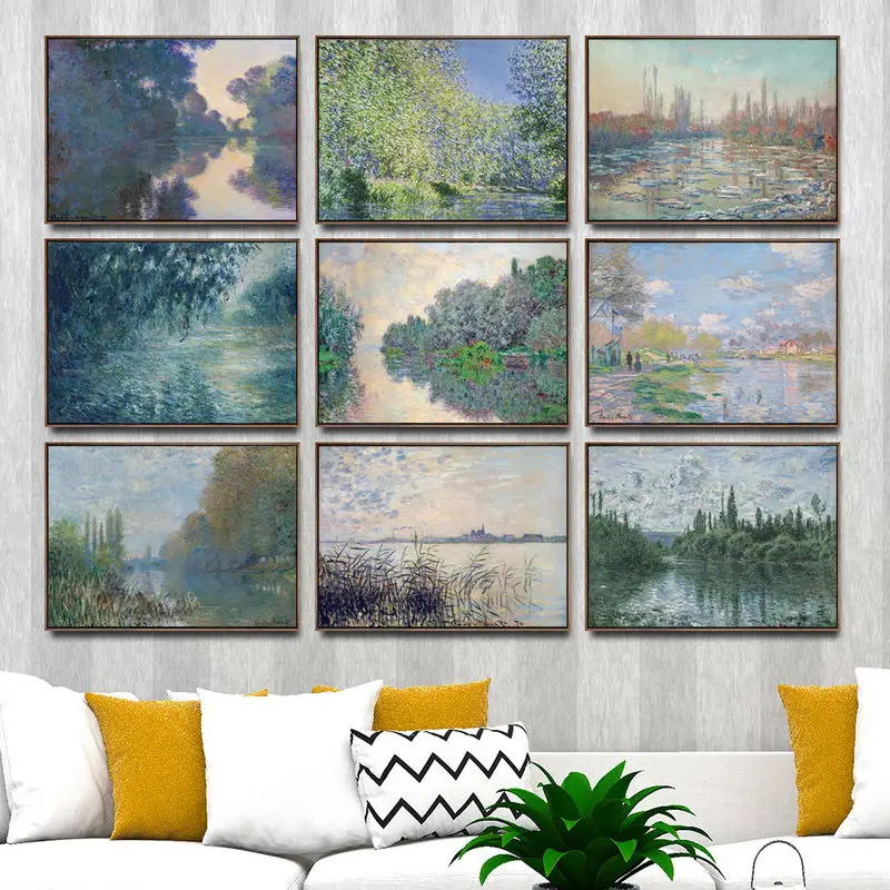 

Home Decoration Art Wall Pictures Fro Living Room Poster Print Canvas Paintings French Claude Monet Seine River