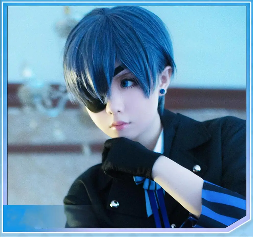 wig VEVEFHUANG Ciel Phantomhive Cos Япония Одежда карнавальный костюм Косплэй Хэллоуин мужские и женские сапоги для косплея Темный Дворецкий Косплей Kuroshitsuji Cos - Цвет: wig