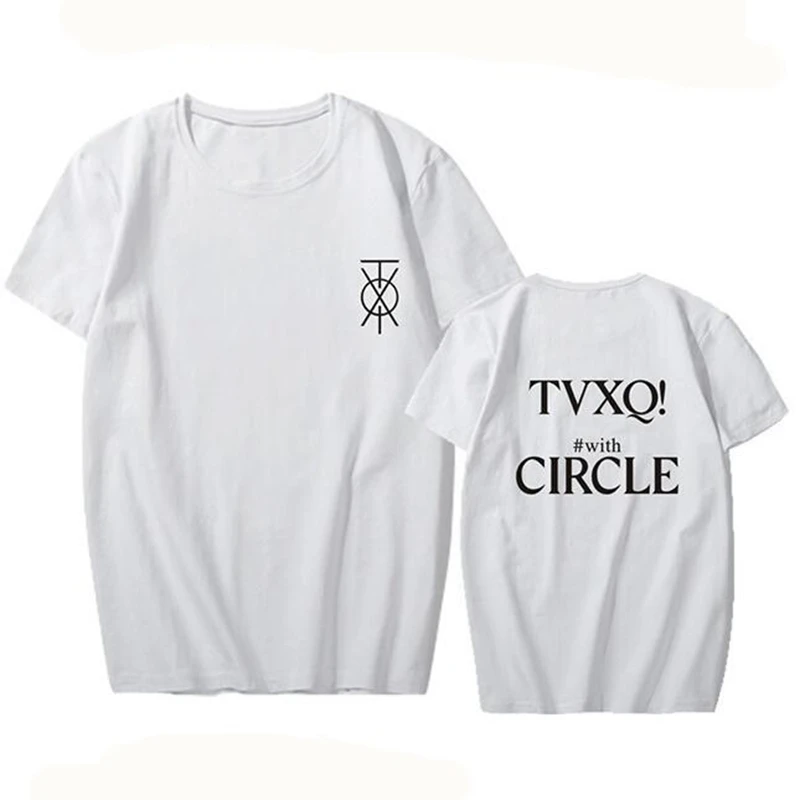 Мужская Футболка KPOP TOHOSHINKI футболка унисекс TVXQ с кругом летняя коротким рукавом