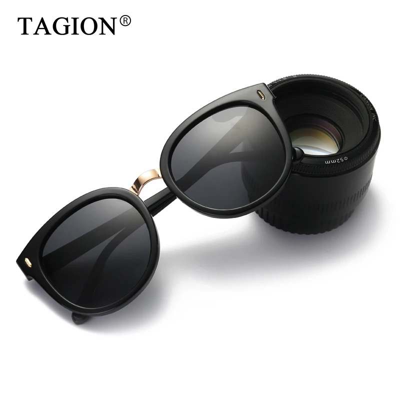 Женские очки в пластиковой оправе TAGION солнцезащитные кошачий глаз с