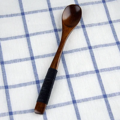 Stirring Spoon(19cm) Высококачественная тонкая проволочная намотка Нескользящая посуда деревянная Ложка Вилка кофейная палочка для еды реквизит для фотосъемки - Цвет: Stirring Spoon(19cm)