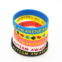 1pc colorful autism awareness puzzle silicone braceletsbangles daily reminder by wearing this colourful wristbands gifts sh075