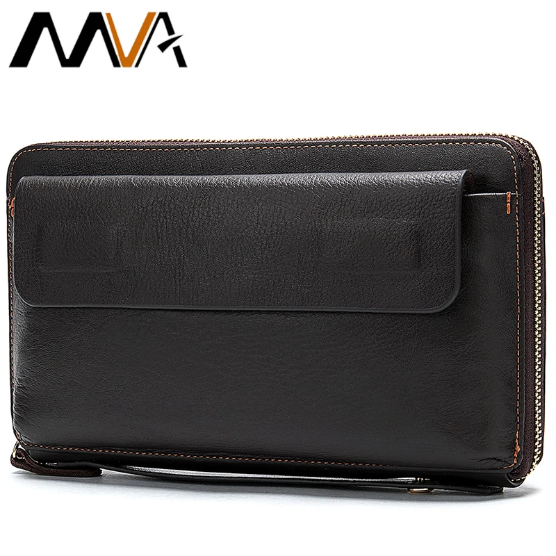 Длинный кошелек MVA из натуральной кожи для мужчин мужской клатч мелочи бумажники