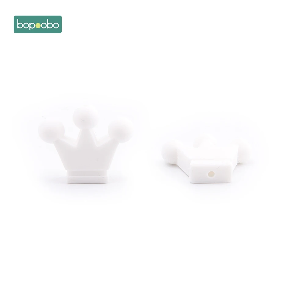 Bopoobo 10 шт. силиконовые бусины Детские короны Прорезыватель сенсорная игрушка для прорезывания зубов DIY Поделки бусины Детские игрушки Ожерелье Подвеска детский продукт - Цвет: White Crown