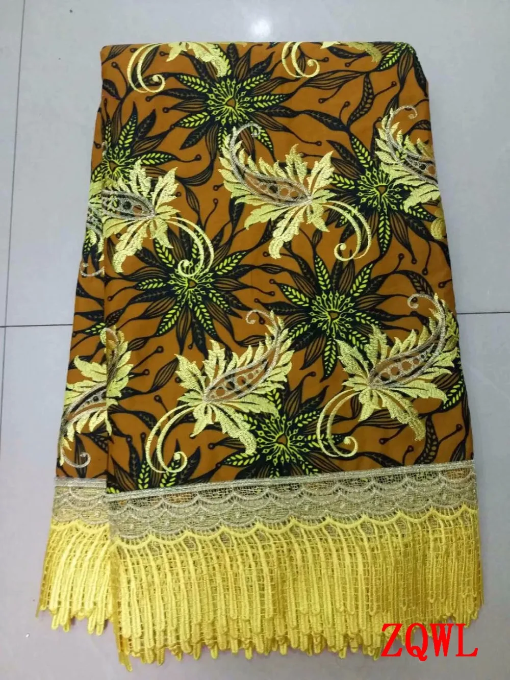 

Nigerian Ankara Fabrics 2018 With Embroidered Lace Fabric African Wax Fabric