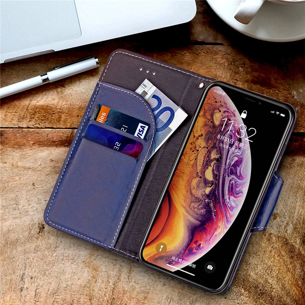 Новый однотонный кожаный чехол 2019 для Iphone 5 6 6plus 7 8 plus x xr xs max многофункциональный