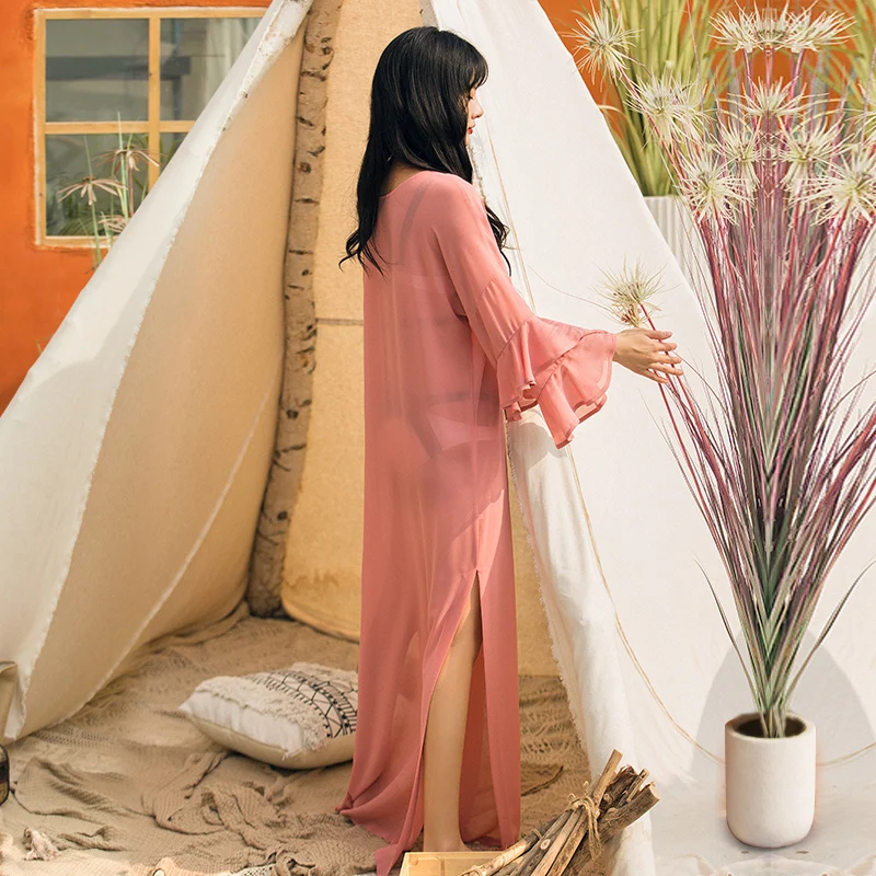 VERRAGEE женское новое летнее 2019 Ретро длина до пола розовое длинное платье нежный