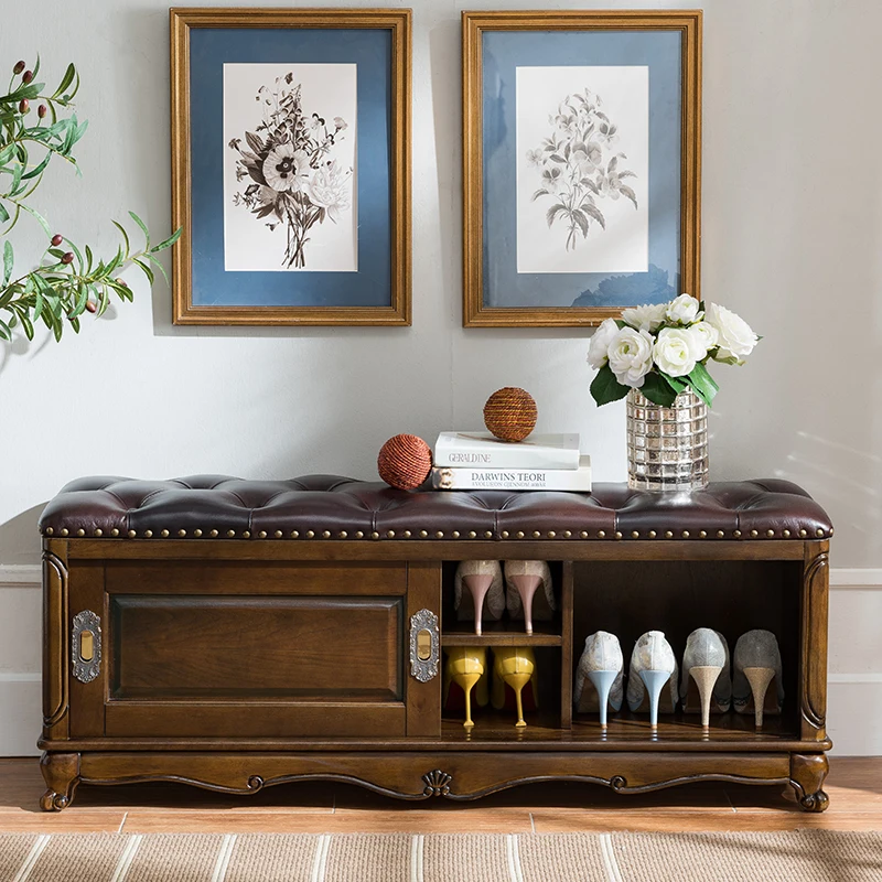 Американская обувь из цельного дерева скамейка обувной шкаф для хранения
