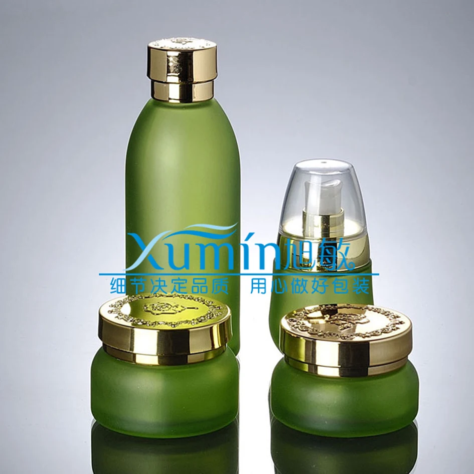 30 мл Белый Зеленый матовое стекло бутылка лосьона пресс насос бутылки