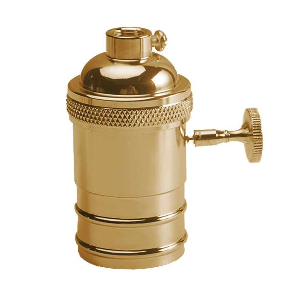 Gold Лампа из латуни, держатель, лампа E26/E27, антикварная медь, ретро - Цвет: Gold