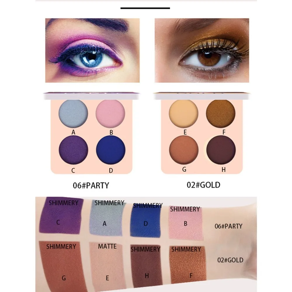 Палитра теней для век 4 цвета темно синие тени винно Красные Тени матовое блюдо