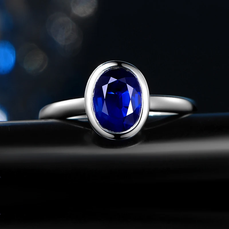 AINUOSHI 2 карата овальный вырез синий Sona Solitire кольца из стерлингового серебра 925