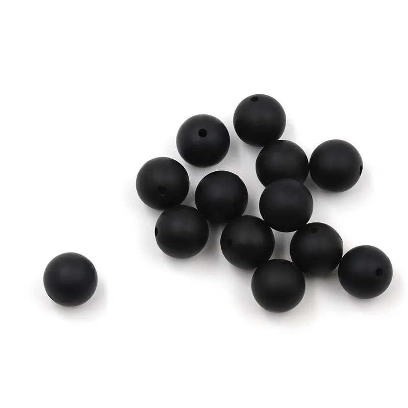 JOJOCHEW горячая распродажа 100 шт Силиконовые Бусины круглые черные 9-19 мм BPA бесплатные Прорезыватели для зубов Детские Подарочные ожерелья