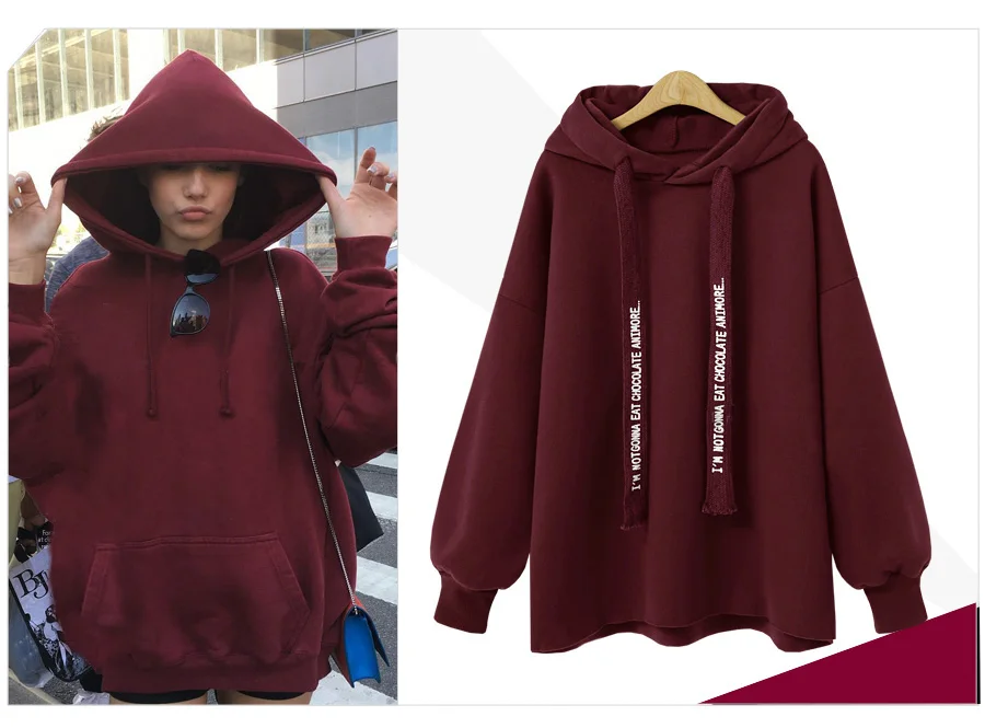 PLAMTEE, повседневные толстовки, Женская Толстовка Harajuku с капюшоном, с буквенным принтом, большие размеры, худи Kpop, Свободный пуловер, толстый теплый спортивный костюм