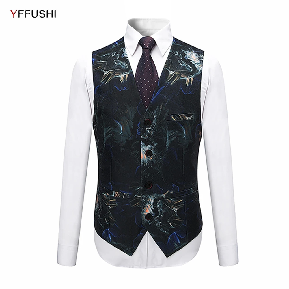 YUNCLOS мужские вечерние платья с принтом 3 предмета (пиджак жилет брюки) смокинги