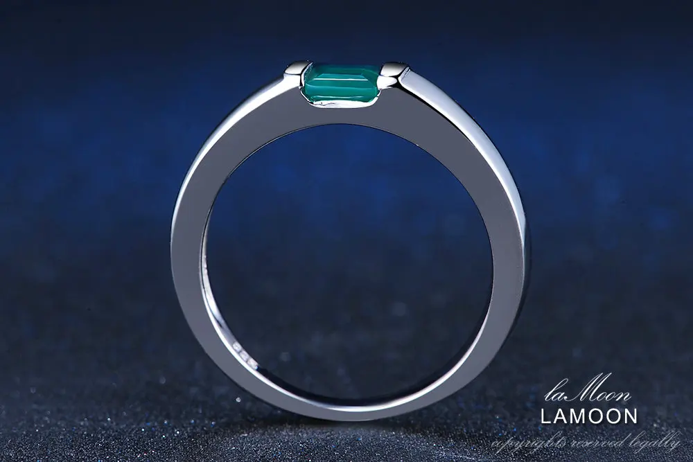 Кольцо для женщин "Ламон", огранка принцессы, 0.23ct, зеленый агат, халцедон, 925 пробы, серебро, 18 K, белое золото, хорошее ювелирное изделие, LMRI006
