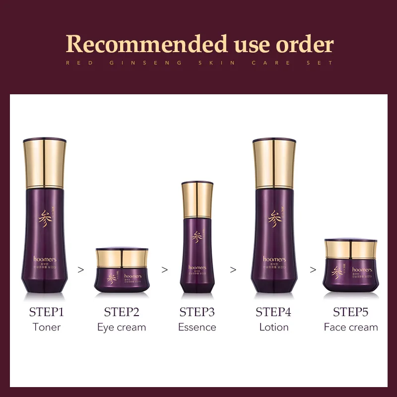5 шт. красный женьшень уход за кожей лица набор тонера/лосьон/дневной
