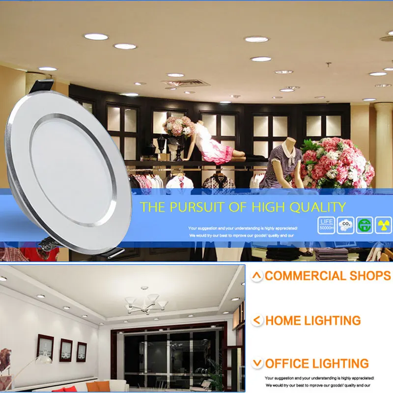 4 unids/lote luces LED downlight de alta calidad 3W / 5W/ 7W / 9W /12W /15W luz LED lámpara de interior AC230V bombilla lámpara de la cocina luces led