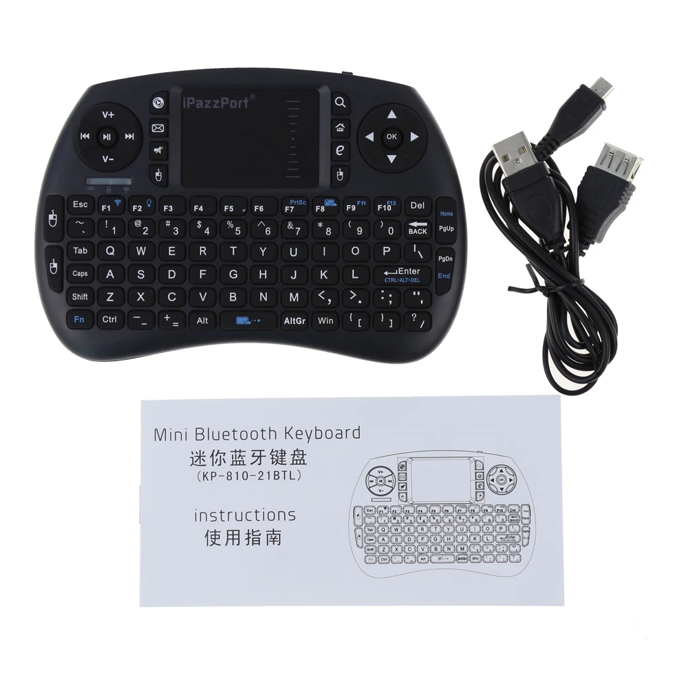 IPazzPort Мини Bluetooth игровой клавиатурой с подсветкой тачпадом Air мышь Точек на дюйм
