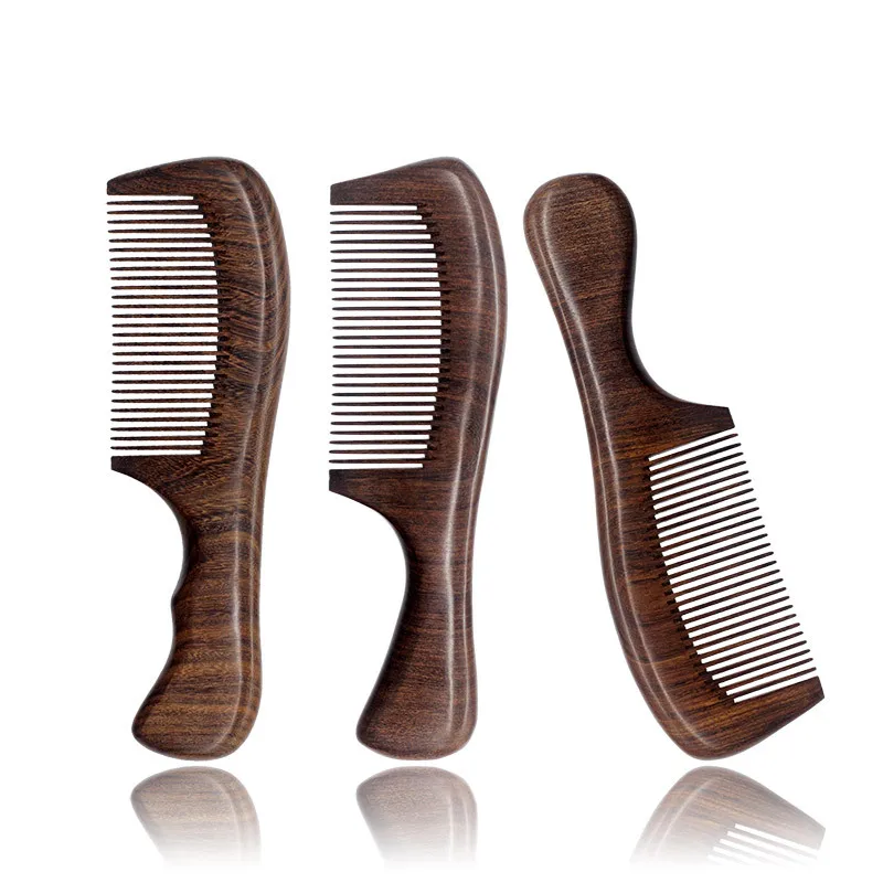 1 шт. черная Золотая расческа из сандалового дерева утолщенная ручка щетка для