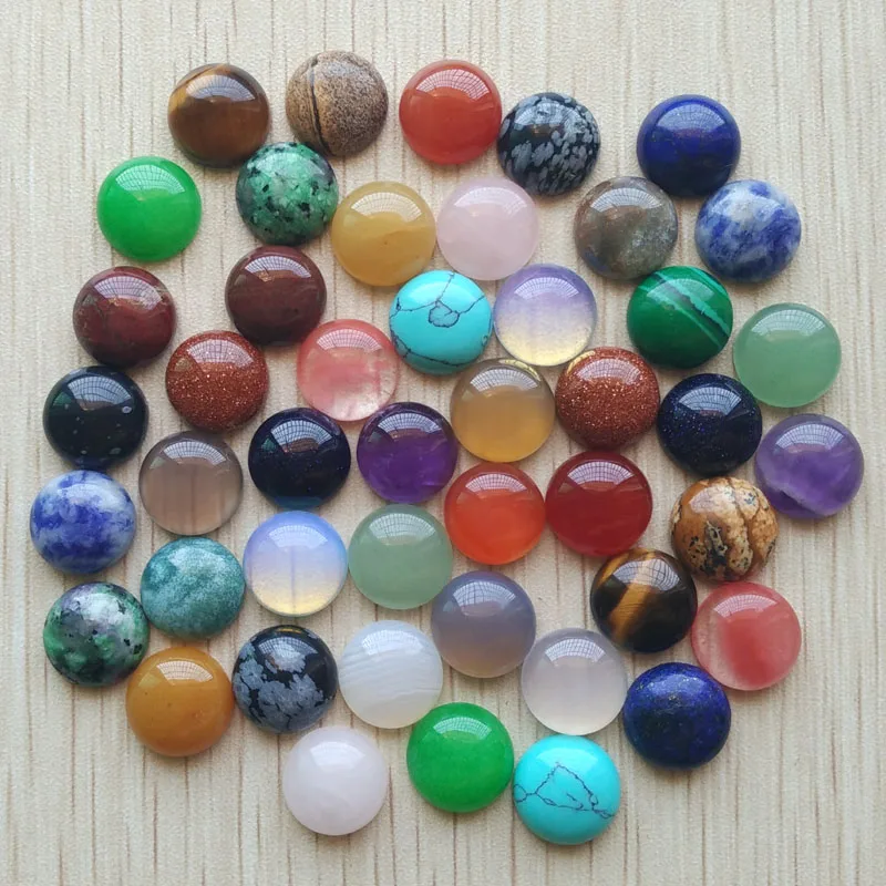 Fashion good quality mixed round CAB CABOCHON natural stone beads for jewelry Accessories 12mm wholesale 50pcs/lot free shipping