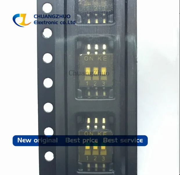 

100% Original 3 Position 1.27mm Half Pitch 1.27-3P Gold Plated SMD DIP Switch DSHP03TSGER x 100PCS