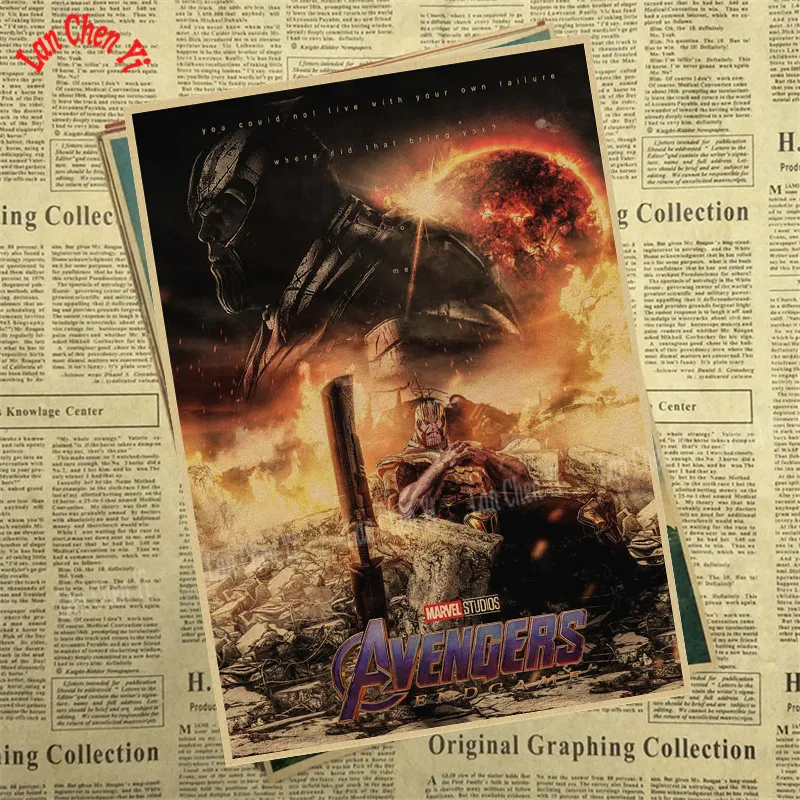 Серый Крафт-постеры принты Мстители эндшпиль Америка Marvel фильм Искусство настенные картины для гостиной домашний декор - Цвет: Серый
