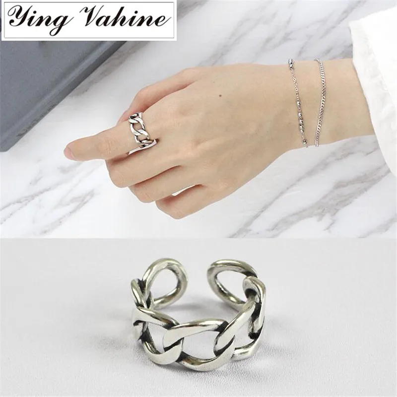 Ying Vahine 100% 925 пробы серебряные ювелирные изделия плоская широкая цепочка Открытые