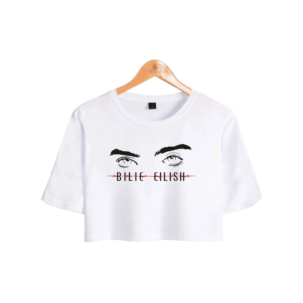 Billie Eilish, Модный женский короткий топ с принтом, летняя футболка с коротким рукавом,, Повседневная Уличная одежда для девушек, Сексуальная футболка
