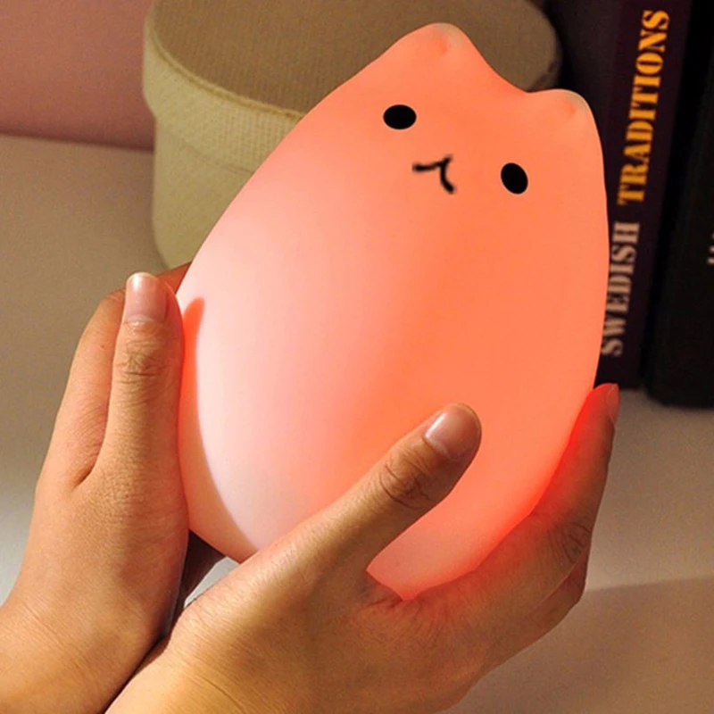7 видов цветов USB ночник с изображением животных кошка Светодиодная лампа для