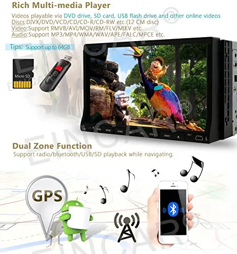 Android6.0 7 дюймов gps Navi Автомобильный dvd плеер в головном блоке 2din автомобильный