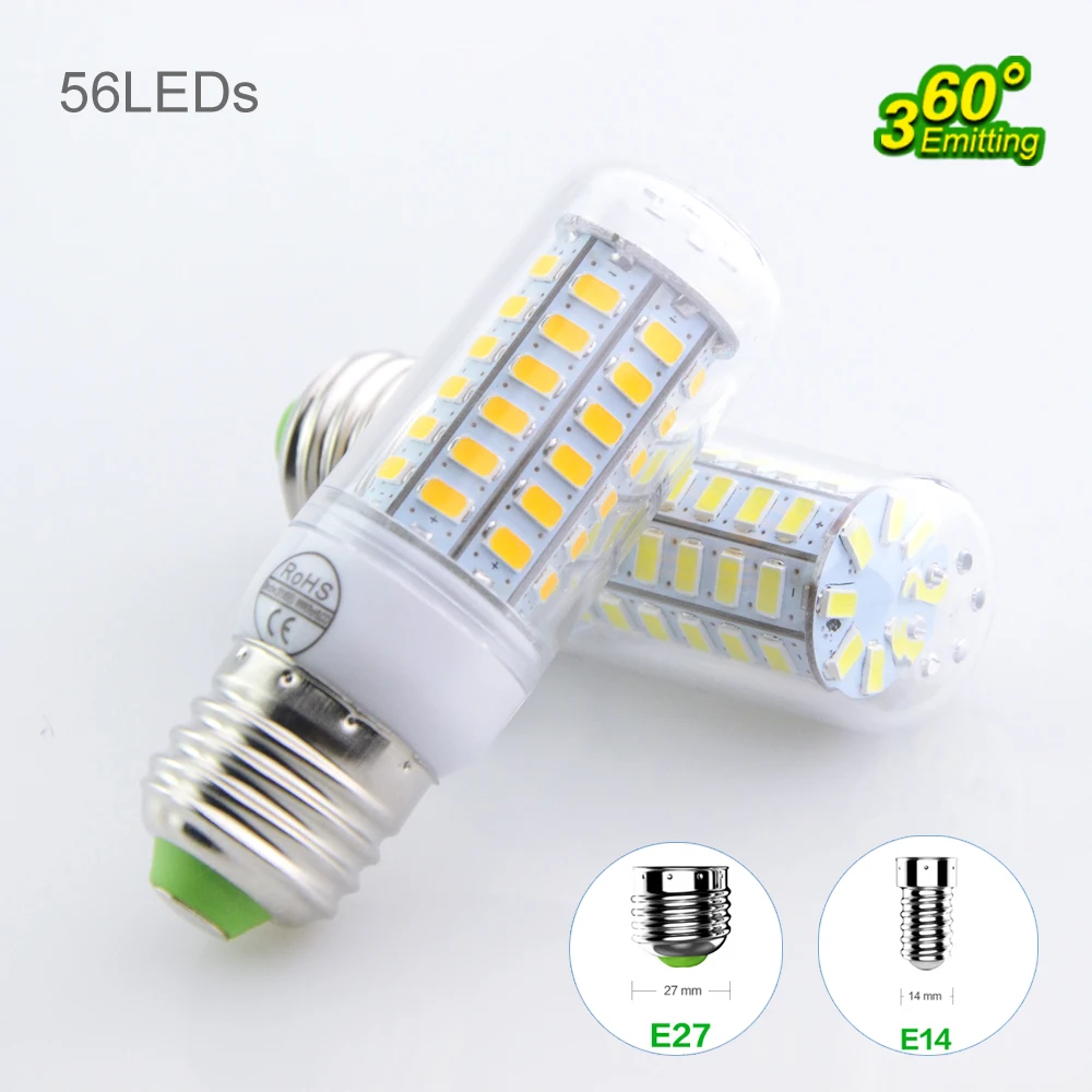 E27 E14 светодиодные лампы 220 В (200 240 В) 24 36 48 56 69 72leds лампа кукурузы Заменить CFL 5 Вт 7 9 11