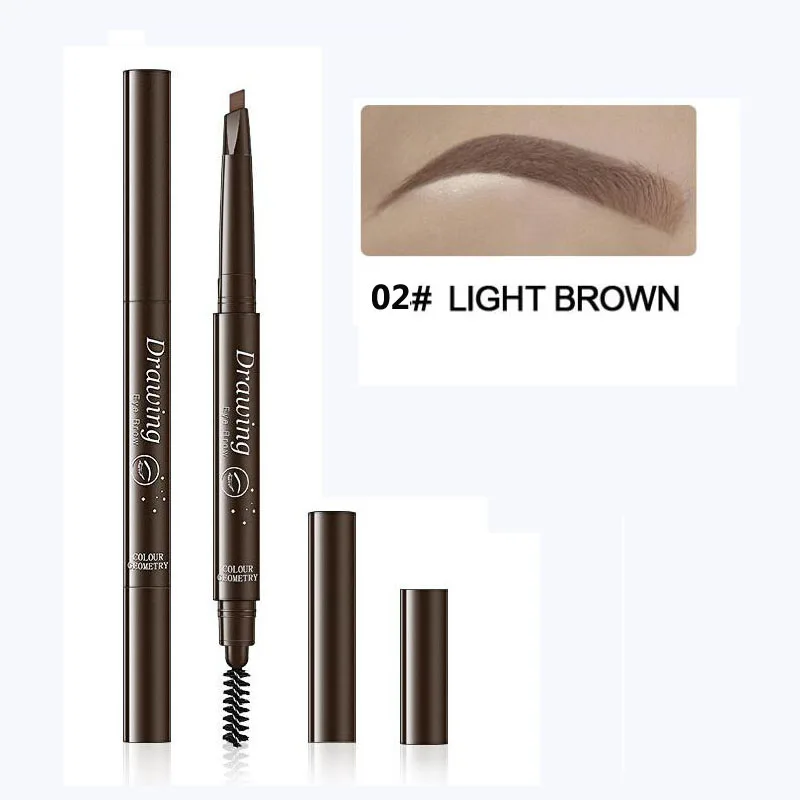02 Light brown 5 цветов, двухсторонний карандаш для бровей, водостойкий, стойкий, не цветущий, вращающийся, треугольный карандаш для бровей, тату-ручка - Цвет: 02 Light brown
