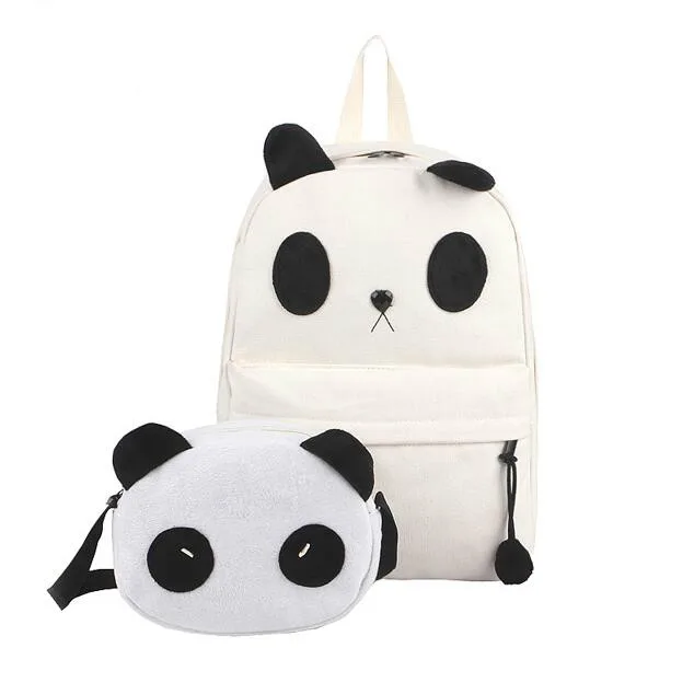 Школьные рюкзаки стильный милый рюкзак хит качественный холщовый с пандой для