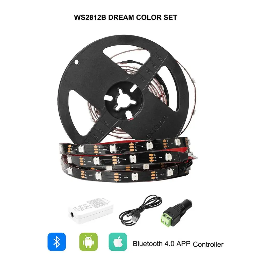 Bluetooth Controller DC5V Ambi светильник комплект USB Светодиодная лента подсветка WS2812B RGB HDTV монитор ПК экран фоновый Светильник Цвет Мечты Пиксельная лента 1 м 2 м 3 м - Испускаемый цвет: Bluetooth Controller