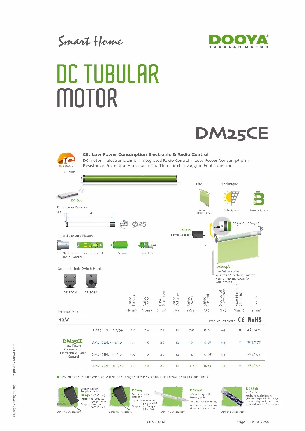 Dooya трубчатый двигатель DM25CE DM28CEQ панели солнечных батарей полюс батареи адаптер
