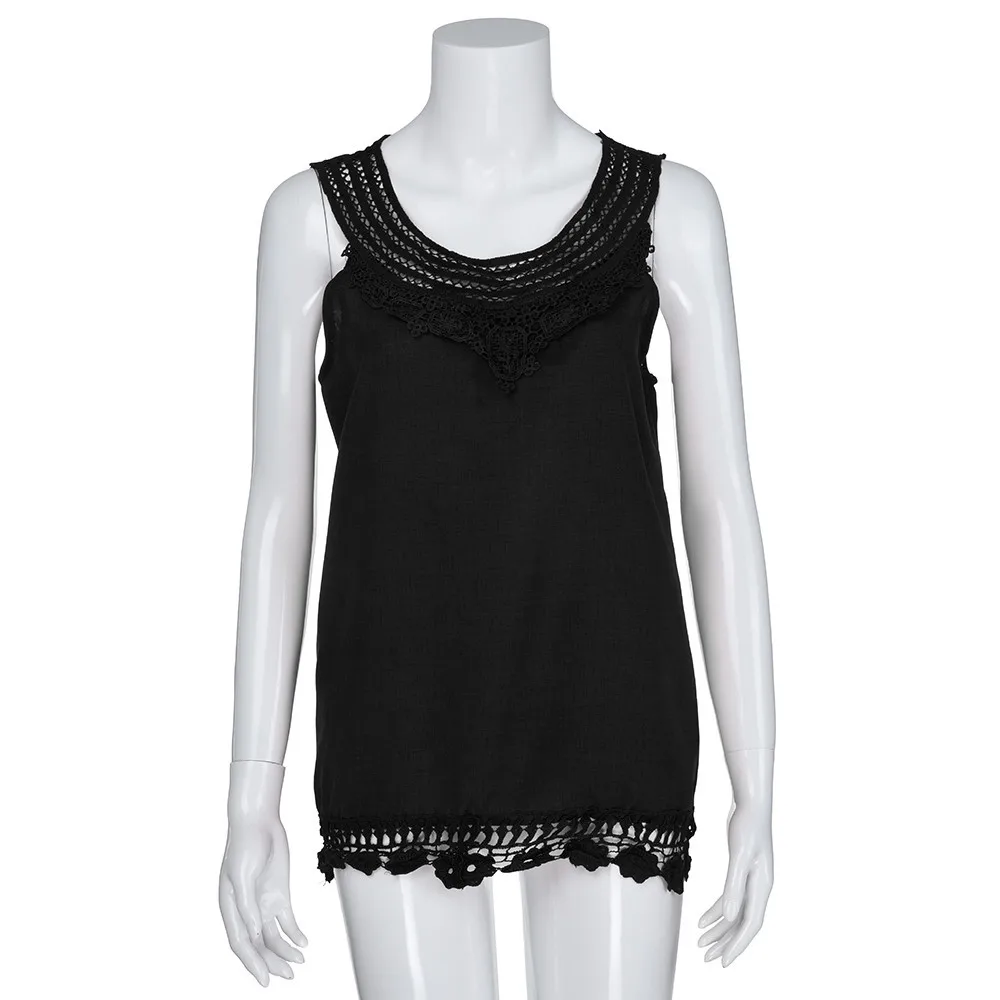 Горячее предложение! Распродажа! Feminino Vestido, укороченный Топ для женщин, круглый вырез, без рукавов, чистый цвет, кружевной жилет, топы, свободные топы, однотонные, 7 цветов, S-5XL размера плюс